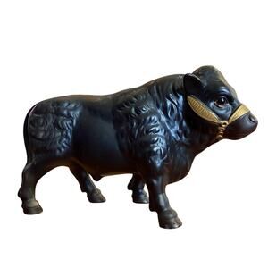 Vintage Black Angus Bull Figurine Cow Bulls 9x6 Brangus Bull Large Western